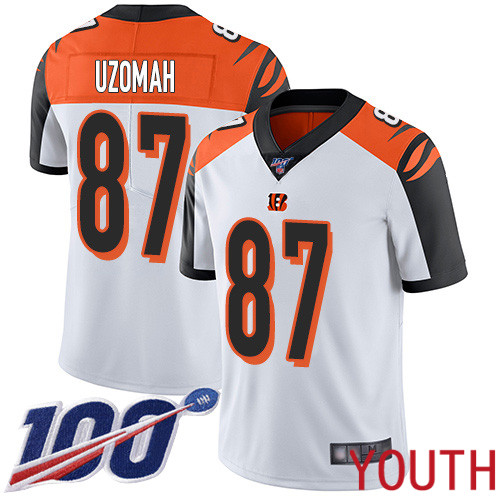 Cincinnati Bengals Limited White Youth C J Uzomah Road Jersey NFL Footballl 87 100th Season Vapor Untouchable